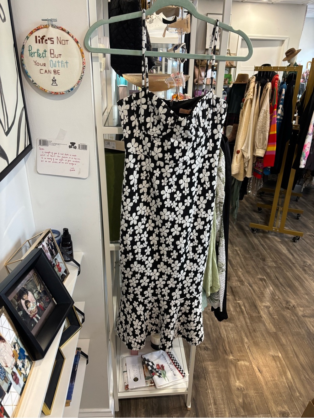 Hutch Black and White Floral Midi Slip Dress